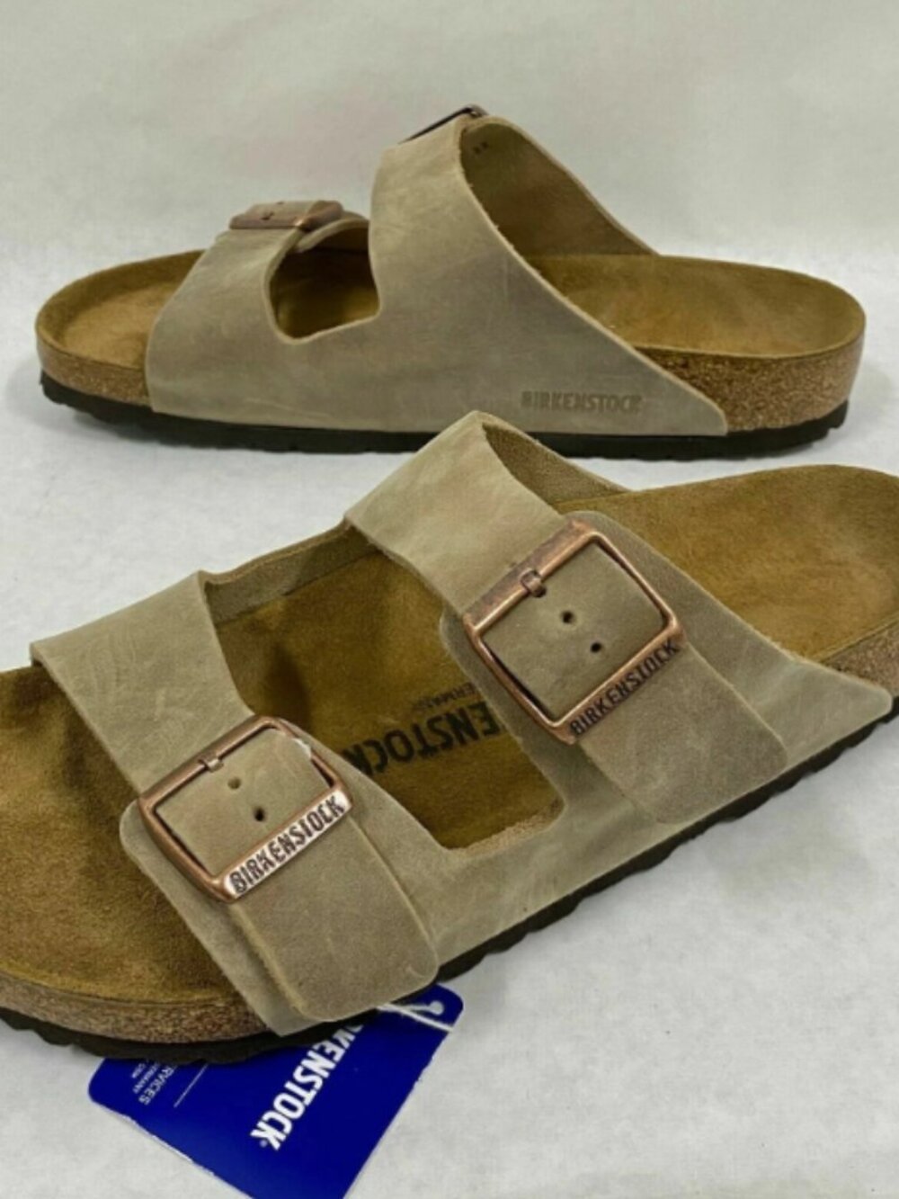 Birkenstock Arizona Tobacco Brown Oiled Leather Regular Width Sandals - Picture 3 of 5